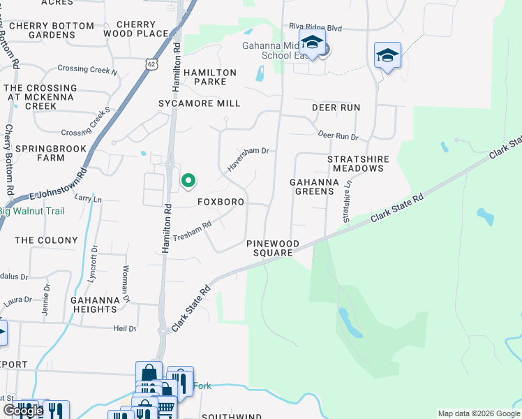 map of restaurants, bars, coffee shops, grocery stores, and more near 455 Clotts Road in Columbus