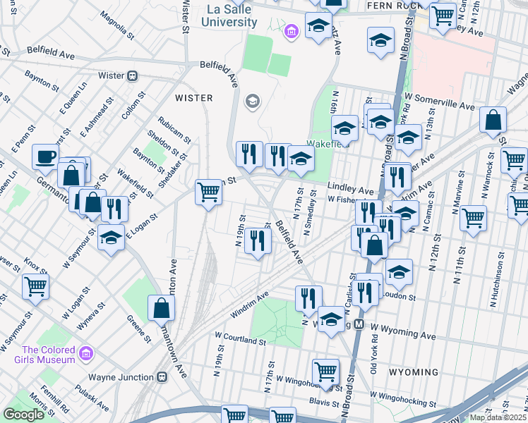 map of restaurants, bars, coffee shops, grocery stores, and more near in Philadelphia