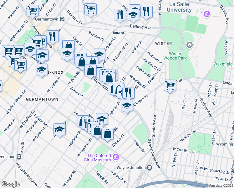 map of restaurants, bars, coffee shops, grocery stores, and more near in Philadelphia