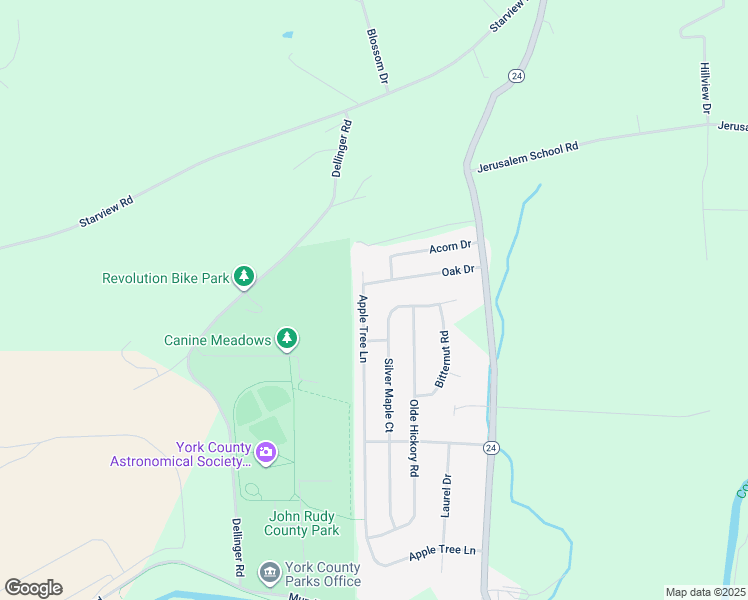 map of restaurants, bars, coffee shops, grocery stores, and more near 745 Apple Tree Lane in Mount Wolf
