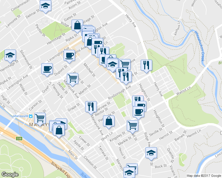 map of restaurants, bars, coffee shops, grocery stores, and more near 465 Gerhard Street in Philadelphia