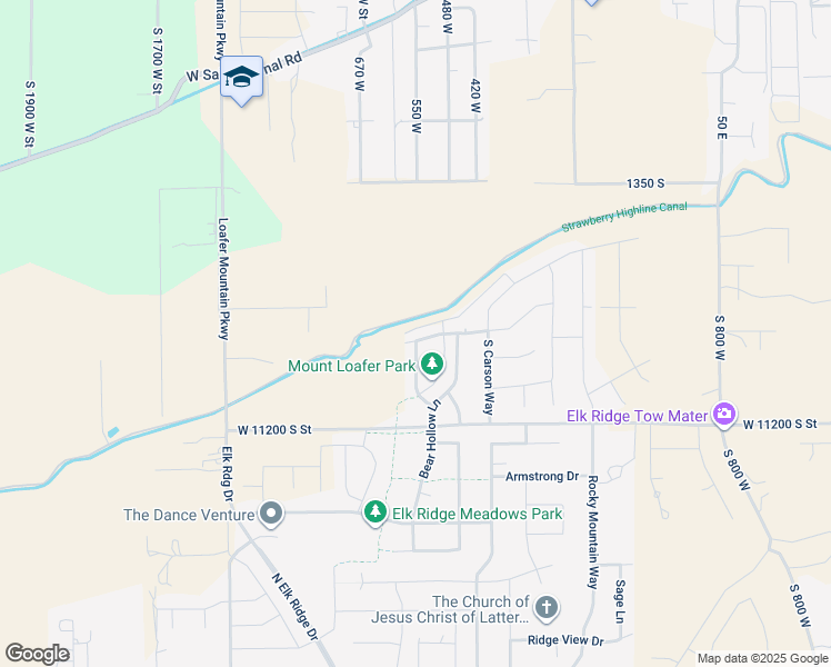 map of restaurants, bars, coffee shops, grocery stores, and more near 156 Deer Creek Trail in Payson