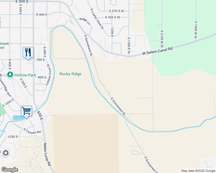 map of restaurants, bars, coffee shops, grocery stores, and more near 900 South Goosenest Drive in Payson