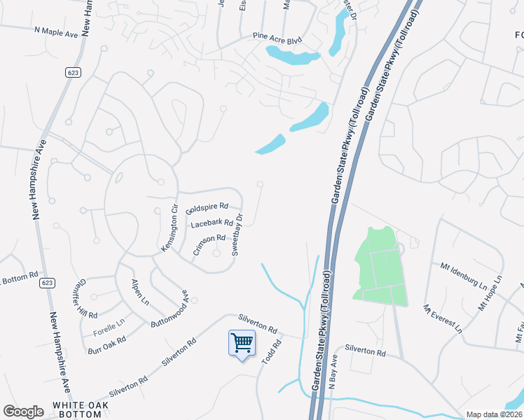 map of restaurants, bars, coffee shops, grocery stores, and more near 1682 Lacebark Court in Toms River
