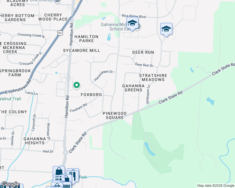 map of restaurants, bars, coffee shops, grocery stores, and more near 518 Clotts Road in Columbus