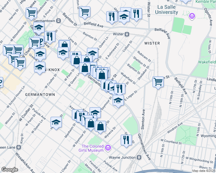 map of restaurants, bars, coffee shops, grocery stores, and more near in Philadelphia
