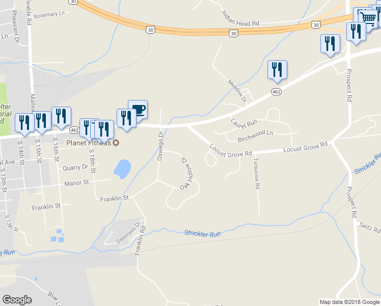 map of restaurants, bars, coffee shops, grocery stores, and more near 2131 Oak Hollow Drive in Columbia