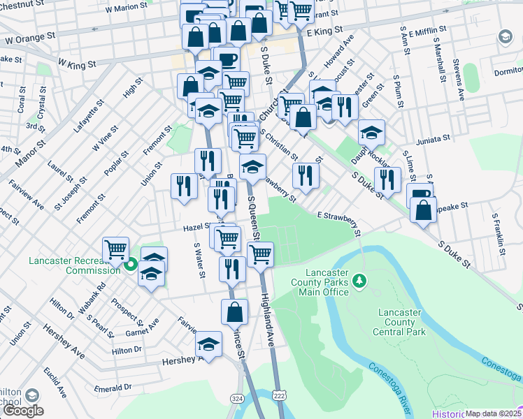 map of restaurants, bars, coffee shops, grocery stores, and more near 436 Abraham Polite Sr. Avenue in Lancaster