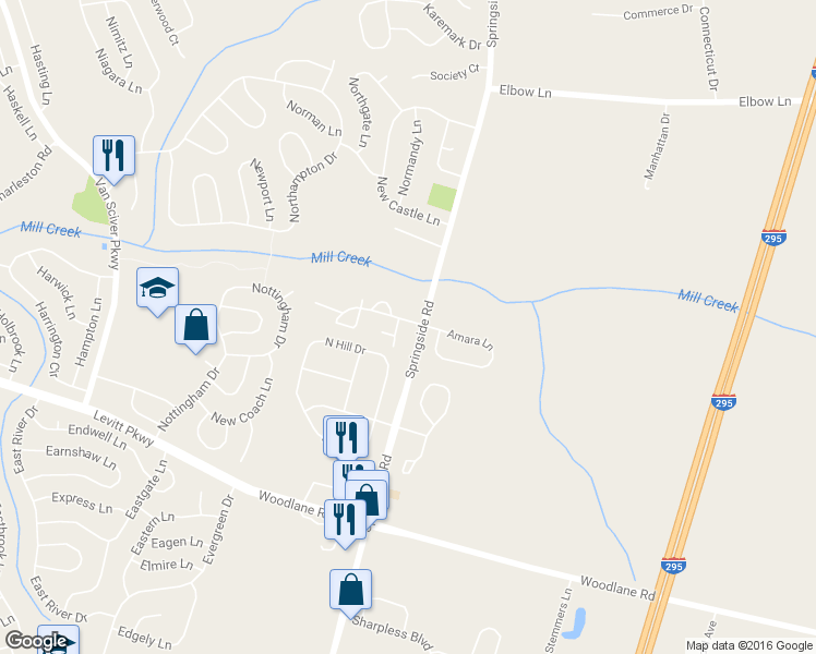map of restaurants, bars, coffee shops, grocery stores, and more near 1008 Arborley Court in Westampton