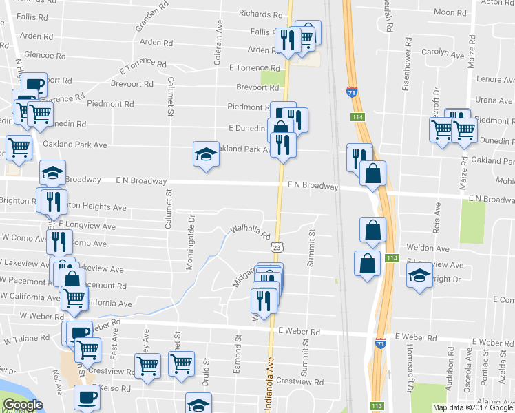 map of restaurants, bars, coffee shops, grocery stores, and more near 464 Clinton Heights Avenue in Columbus