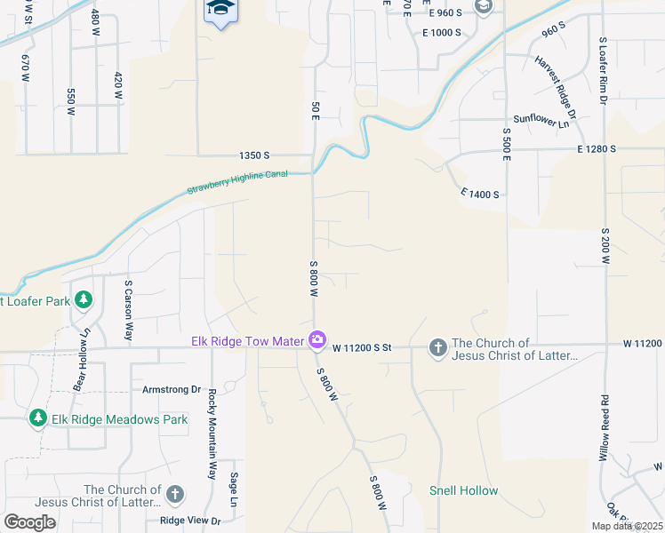 map of restaurants, bars, coffee shops, grocery stores, and more near 99 East 1590 South in Elk Ridge