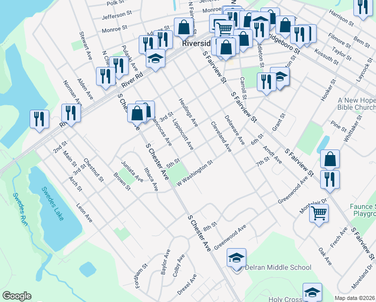 map of restaurants, bars, coffee shops, grocery stores, and more near 421 Lippincott Avenue in Riverside