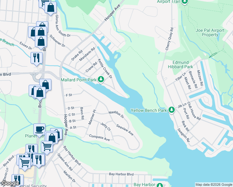 map of restaurants, bars, coffee shops, grocery stores, and more near 16 Tunes Brook Drive in Brick Township