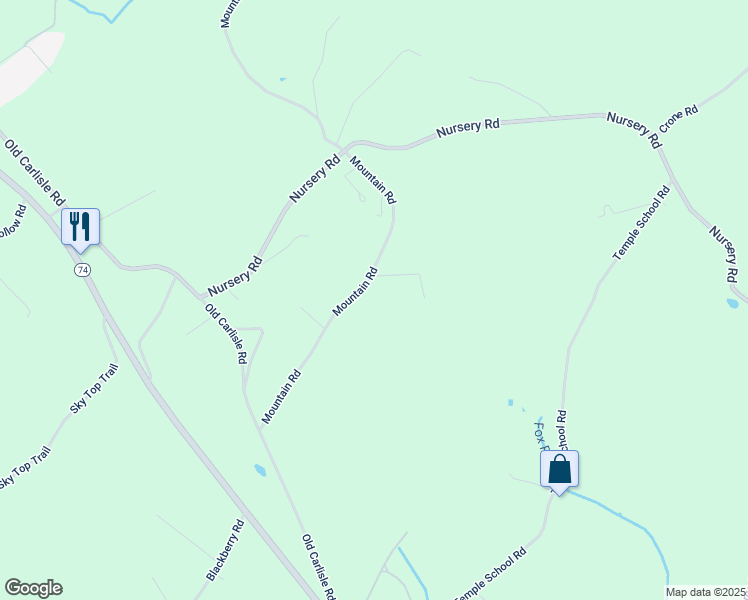 map of restaurants, bars, coffee shops, grocery stores, and more near 5831 Mountain Rd in Dover