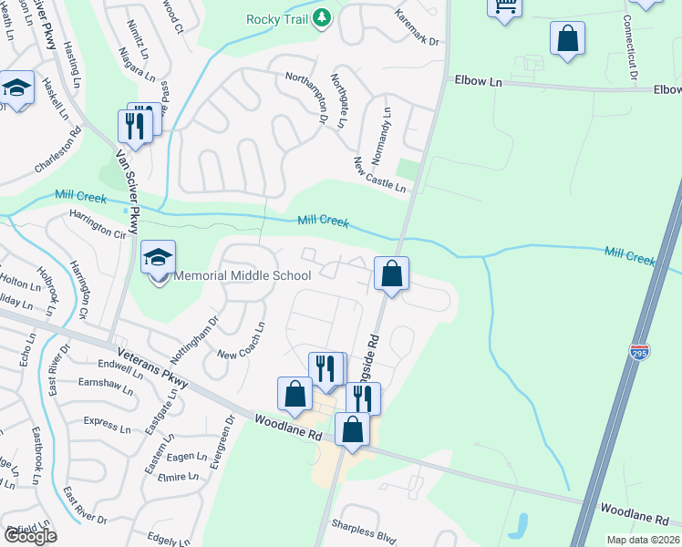 map of restaurants, bars, coffee shops, grocery stores, and more near 809 Canterbury Court in Westampton