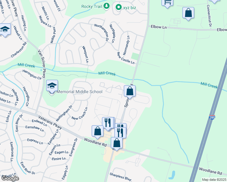 map of restaurants, bars, coffee shops, grocery stores, and more near 809 Canterbury Court in Westampton
