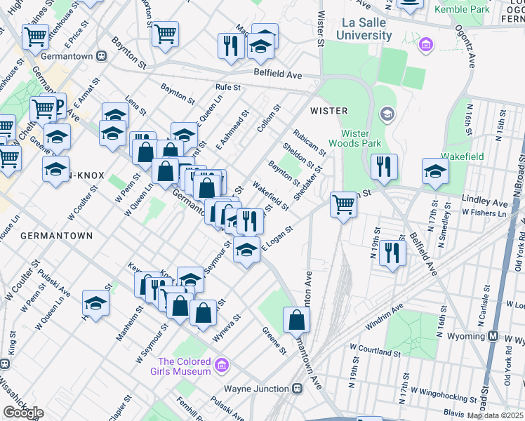 map of restaurants, bars, coffee shops, grocery stores, and more near 59 East Clapier Street in Philadelphia