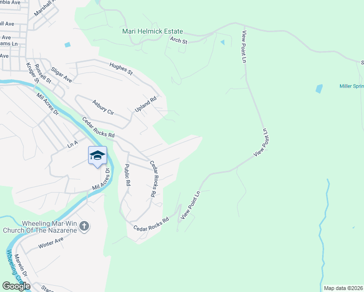 map of restaurants, bars, coffee shops, grocery stores, and more near 137 Broad Avenue in Wheeling