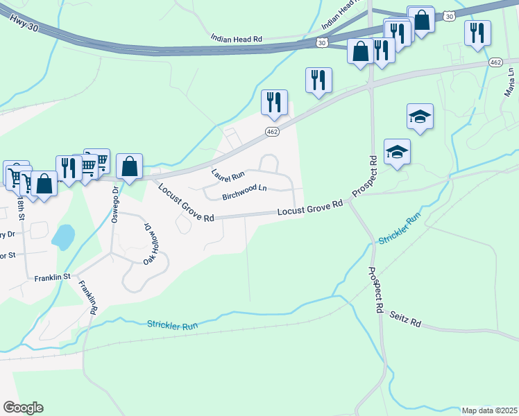 map of restaurants, bars, coffee shops, grocery stores, and more near 3937 Locust Grove Road in Columbia