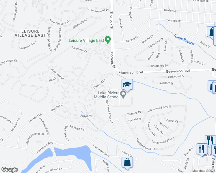 map of restaurants, bars, coffee shops, grocery stores, and more near 1027A Shetland Drive in Lakewood