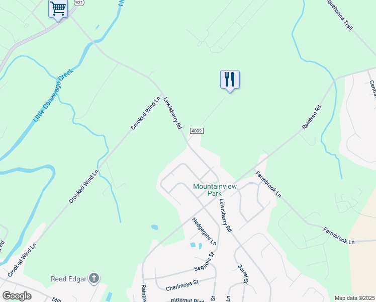 map of restaurants, bars, coffee shops, grocery stores, and more near 3625 Lewisberry Road in York