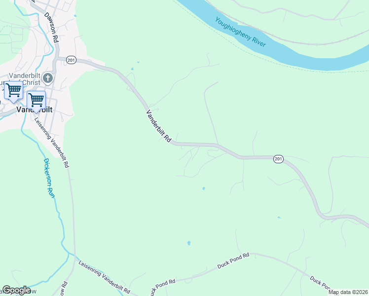 map of restaurants, bars, coffee shops, grocery stores, and more near 349 Vanderbilt Road in Connellsville