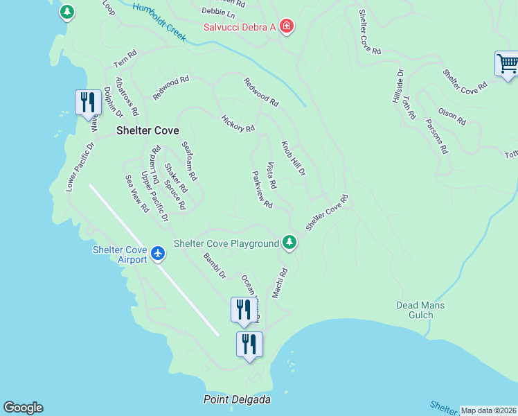map of restaurants, bars, coffee shops, grocery stores, and more near 178 Parkview Road in Whitethorn