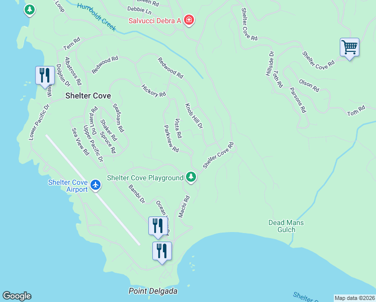 map of restaurants, bars, coffee shops, grocery stores, and more near 200-214 Parkview Rd in Whitethorn
