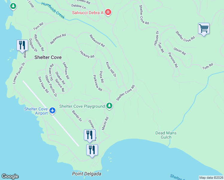 map of restaurants, bars, coffee shops, grocery stores, and more near 41-51 High Ct in Whitethorn