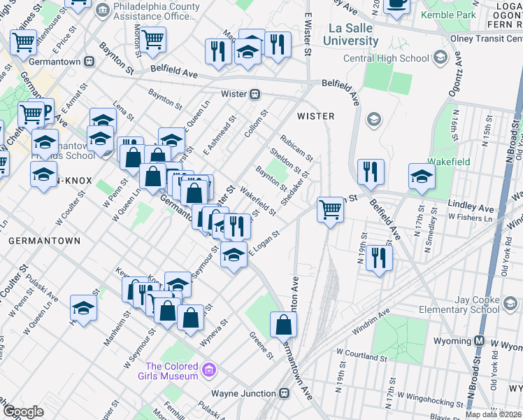map of restaurants, bars, coffee shops, grocery stores, and more near 59 East Clapier Street in Philadelphia