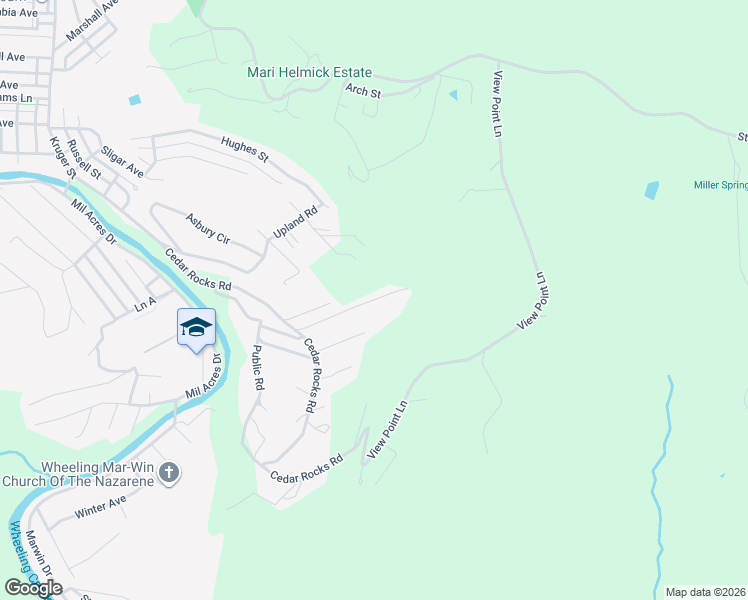map of restaurants, bars, coffee shops, grocery stores, and more near 137 Broad Avenue in Wheeling