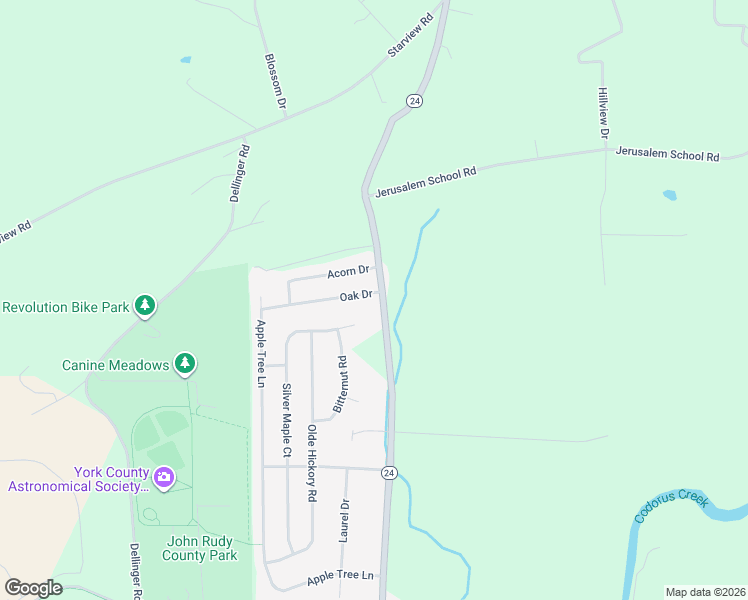 map of restaurants, bars, coffee shops, grocery stores, and more near 3960 Pennsylvania 24 in Mount Wolf