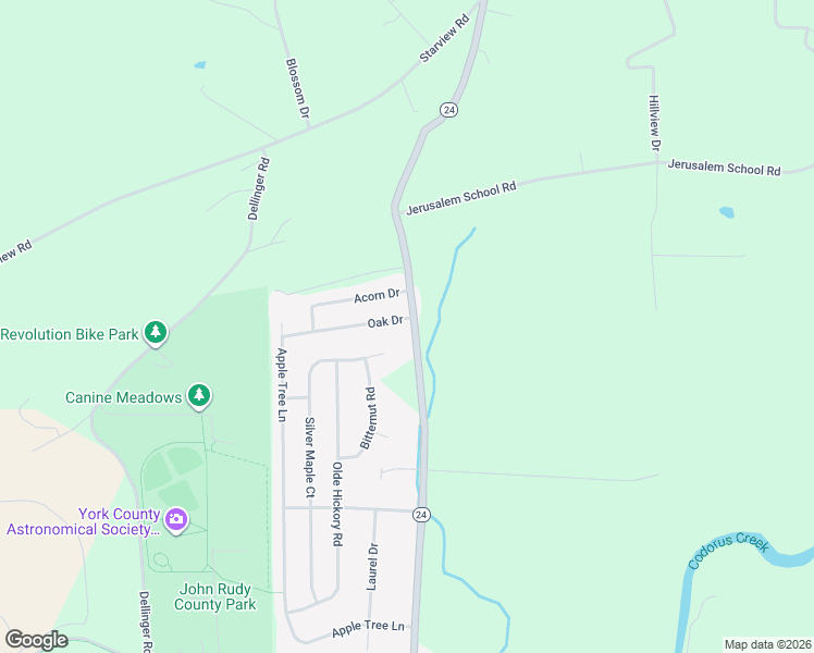 map of restaurants, bars, coffee shops, grocery stores, and more near 3960 Pennsylvania 24 in Mount Wolf