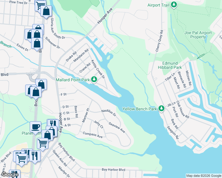 map of restaurants, bars, coffee shops, grocery stores, and more near 16 Tunes Brook Drive in Brick Township