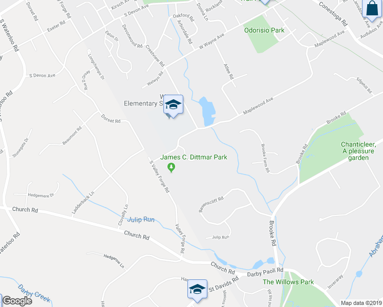 map of restaurants, bars, coffee shops, grocery stores, and more near 802 Maple Glen Lane in Wayne