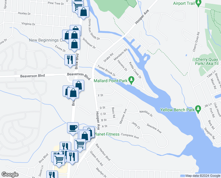 map of restaurants, bars, coffee shops, grocery stores, and more near 185 Seaview Avenue in Brick