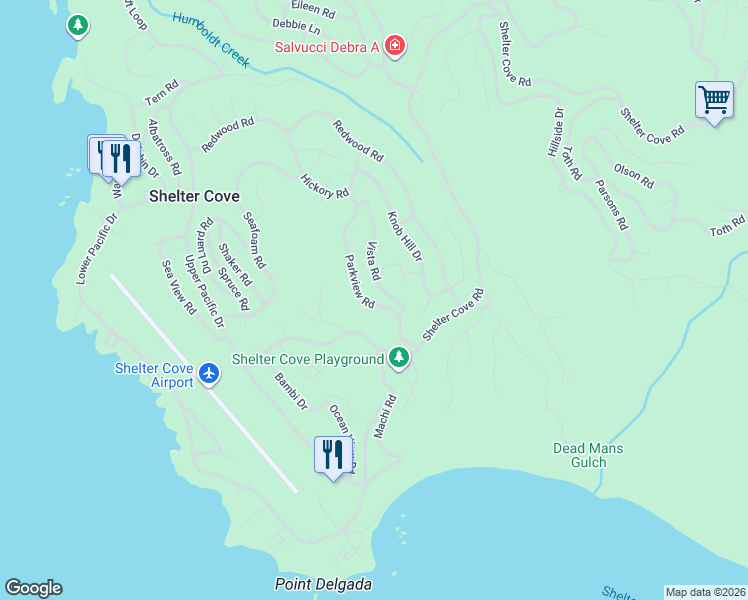 map of restaurants, bars, coffee shops, grocery stores, and more near 200-214 Parkview Rd in Whitethorn