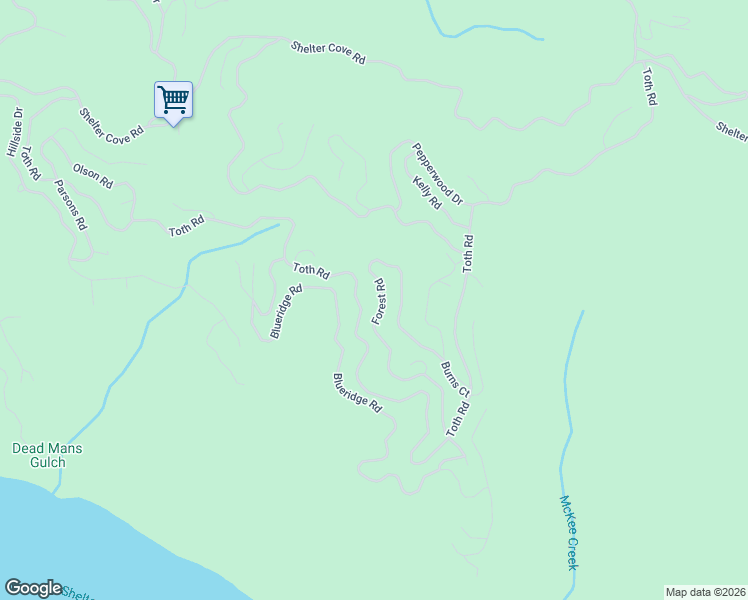 map of restaurants, bars, coffee shops, grocery stores, and more near 414 Forest Road in Whitethorn