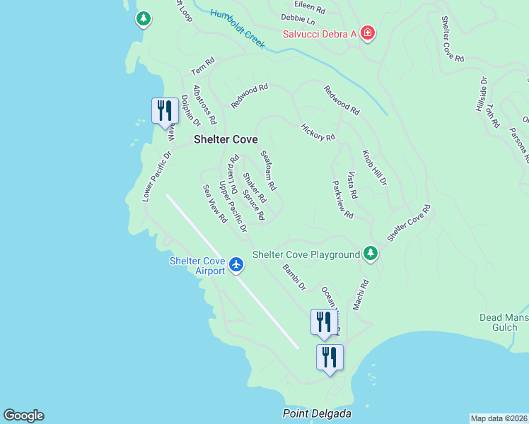 map of restaurants, bars, coffee shops, grocery stores, and more near in Shelter Cove