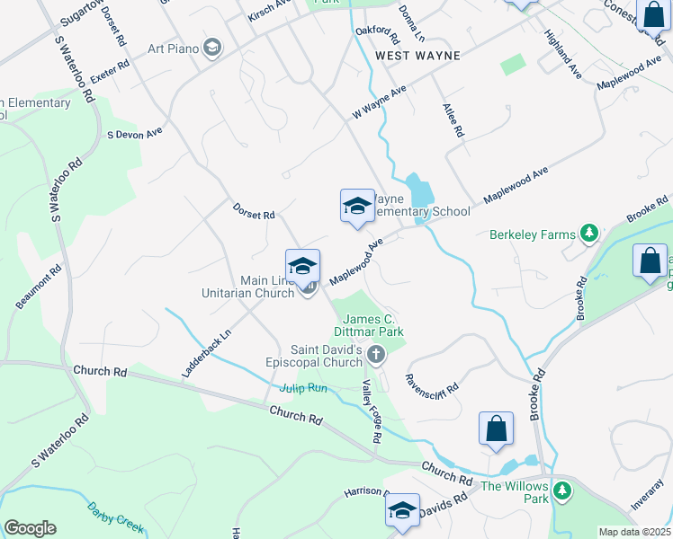 map of restaurants, bars, coffee shops, grocery stores, and more near 837 Maplewood Avenue in Wayne