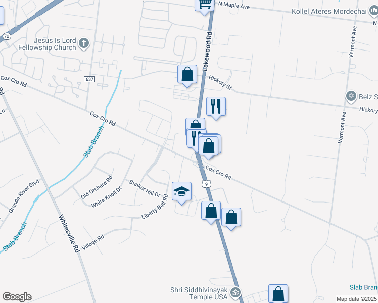 map of restaurants, bars, coffee shops, grocery stores, and more near 2114 U.S. 9 in Toms River