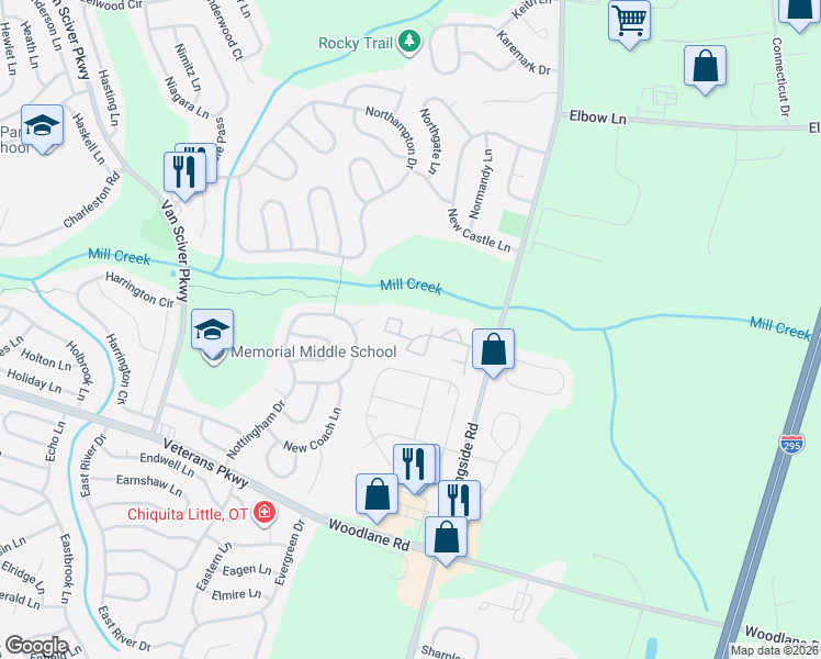 map of restaurants, bars, coffee shops, grocery stores, and more near 712 Downing Court in Westampton