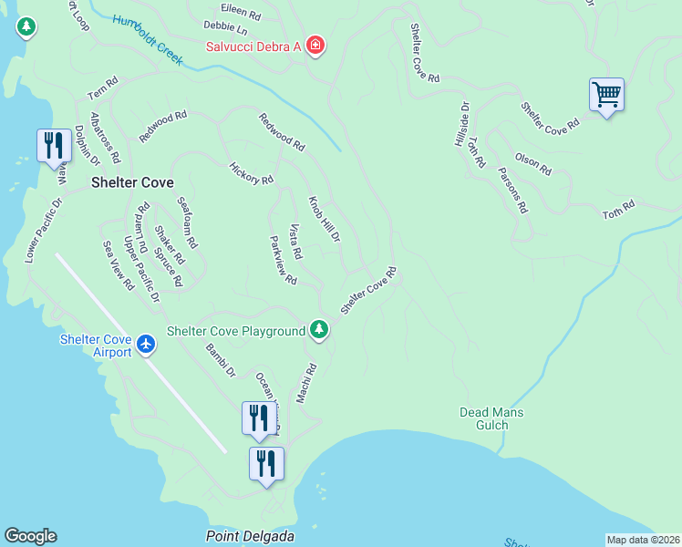 map of restaurants, bars, coffee shops, grocery stores, and more near 41-51 High Ct in Whitethorn