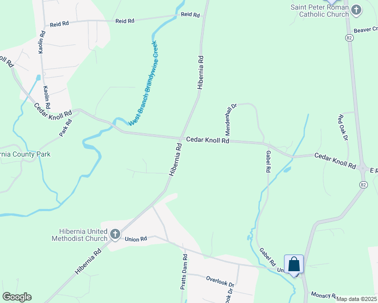 map of restaurants, bars, coffee shops, grocery stores, and more near 284 Hibernia Road in Coatesville