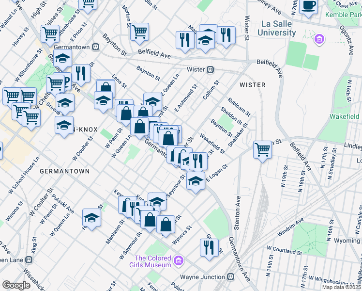 map of restaurants, bars, coffee shops, grocery stores, and more near in Philadelphia