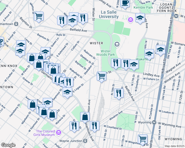 map of restaurants, bars, coffee shops, grocery stores, and more near 313 Elwood Street in Philadelphia