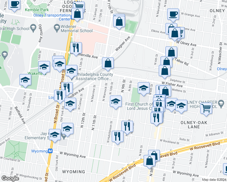 map of restaurants, bars, coffee shops, grocery stores, and more near 924 West Duncannon Avenue in Philadelphia
