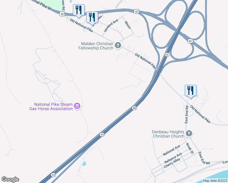 map of restaurants, bars, coffee shops, grocery stores, and more near 200 Indian Rock Drive in Brownsville