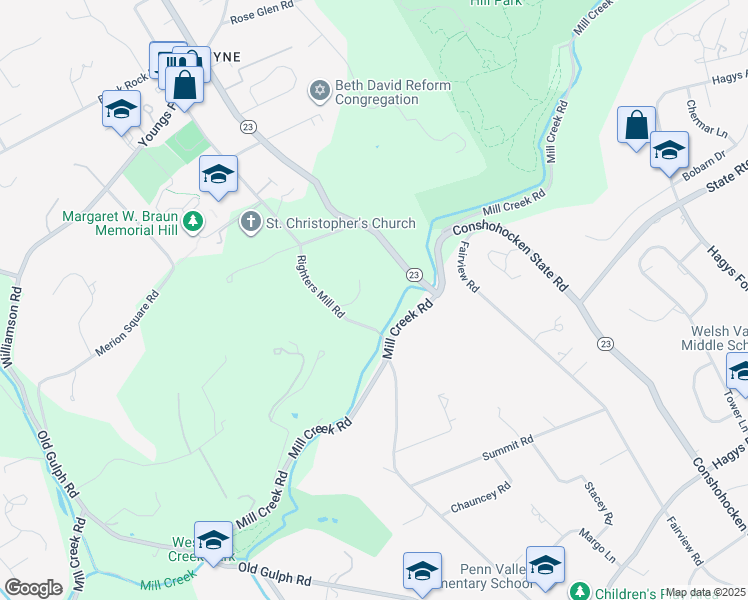 map of restaurants, bars, coffee shops, grocery stores, and more near 10 Conshohocken State Road in Gladwyne