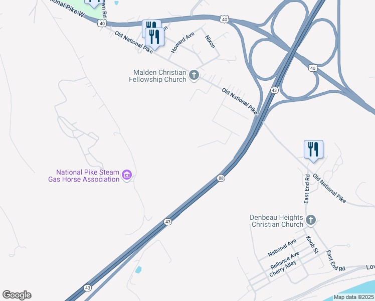 map of restaurants, bars, coffee shops, grocery stores, and more near 200 Indian Rock Drive in Brownsville